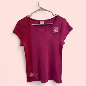 Pink Embroidered y2k tee